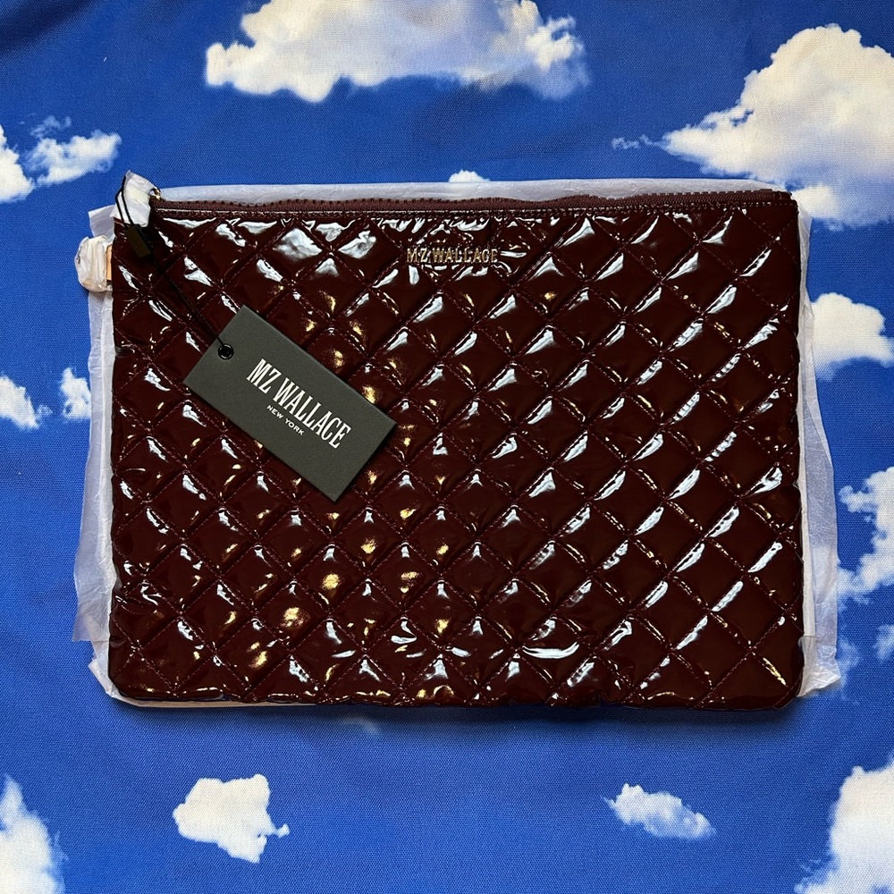 MZ Wallace Glossy Burgundy Quilted Laptop Sleeve - New with Tags